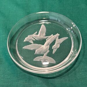 Sasaki Etched Glass Winged Bird Plate